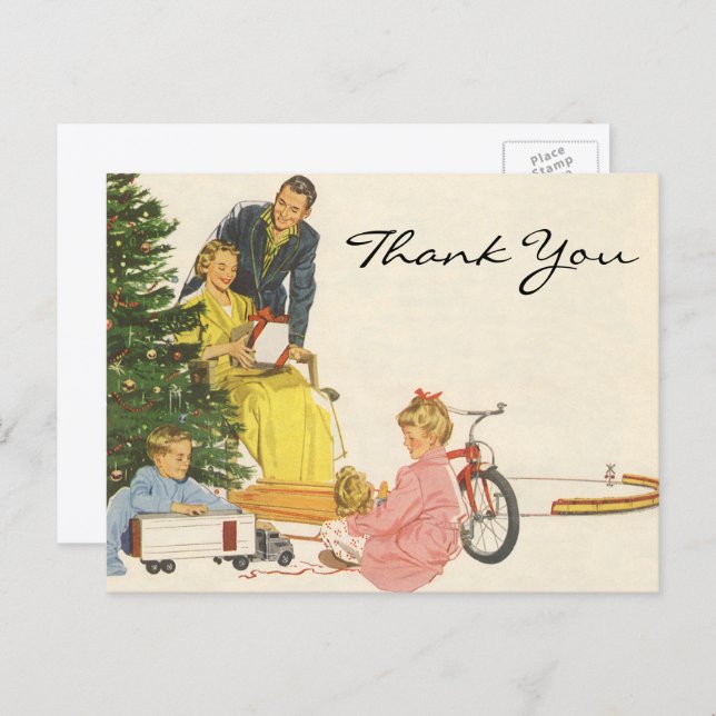 Cartão Postal Vintage Christmas Thank You (Frente/Verso)