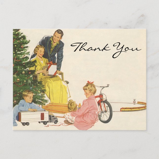 Cartão Postal Vintage Christmas Thank You (Frente)