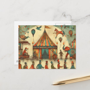 Cartão Postal Vintage Circus Big Top Collage