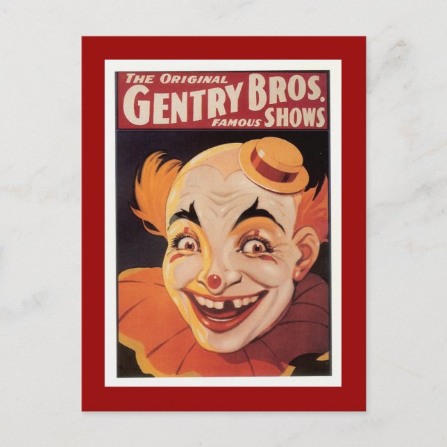 Cartão Postal Vintage Circus Clown (Frente)
