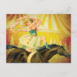 Cartão Postal Vintage Circus Girl Acrobat em Cavalo