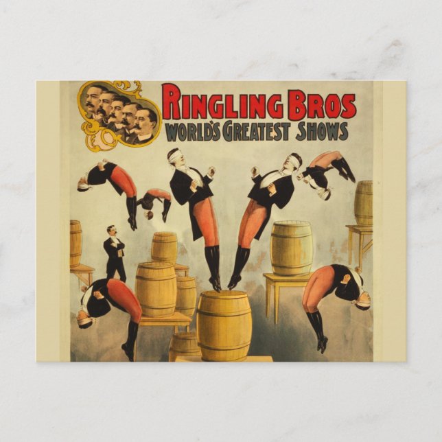 Cartão Postal Vintage Circus Sideshow Poster (Frente)