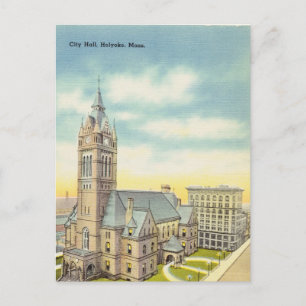 Cartão Postal Vintage, City Hall, Holyoke, Massachusetts