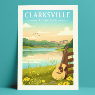 Cartão Postal Vintage Clarksville Tennessee