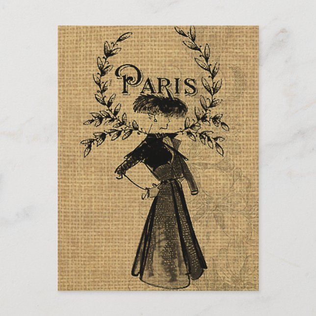 Cartão Postal Vintage Classic Paris Lady (Frente)