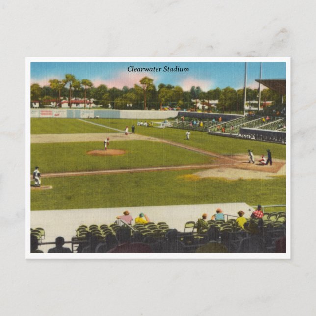 Cartão Postal Vintage Clearwater Florida Baseball Stadium (Frente)
