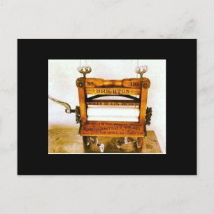 Cartão Postal Vintage Clothes Wringer Antique Washing Machine