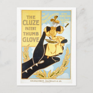 Cartão Postal Vintage Cluze Patent Thumb Glove Advertisement
