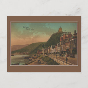 Cartão Postal Vintage Cochem Germany Moselle promenade