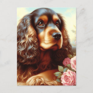 Cartão Postal Vintage Cocker Spaniel Painting