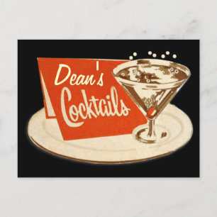 Cartão postal Vintage - Cocktails de vidro Martini