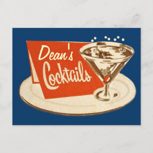 Cartão postal Vintage - Cocktails de vidro Martini
