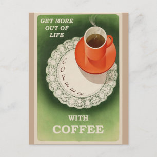 Cartão Postal Vintage Coffee Poster Retro