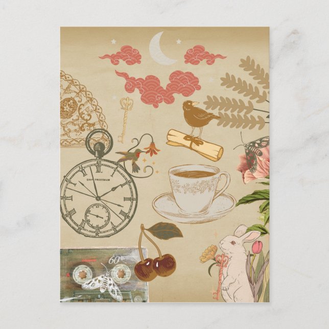 Cartão Postal Vintage Collage Art (Frente)
