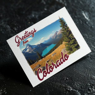 Cartão Postal Vintage Colorado com Scenic Mountain Lak