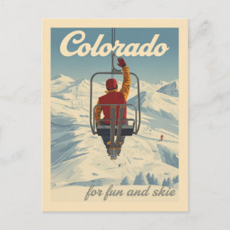 Cartão Postal Vintage Colorado Skiing Viagem