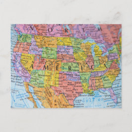 Cartão Postal Vintage Colorful USA Map Puzzle Illustration