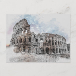 Cartão Postal Vintage Colosseum Postcard - Roma Viagem Art