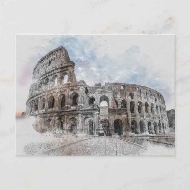 Cartão Postal Vintage Colosseum Postcard - Roma Viagem Art (Frente)