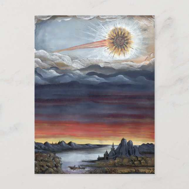 Cartão Postal Vintage Comet Book Ilustration Rosa (Frente)