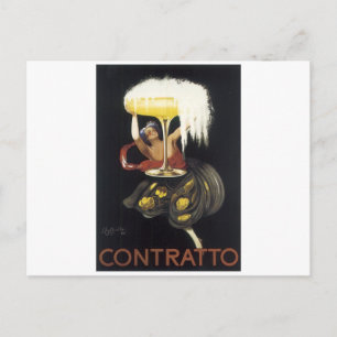 Cartão Postal Vintage Contratto Champagne Poster Art impressão
