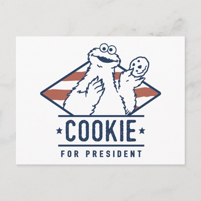 Cartão Postal Vintage Cookie Monster para Presidente (Frente)