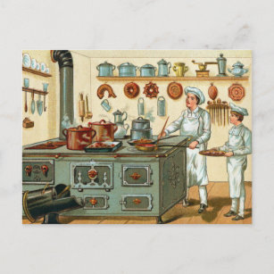 Cartão Postal Vintage Cooks na Cozinha