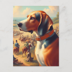 Cartão Postal Vintage Coonhound Dog Painting