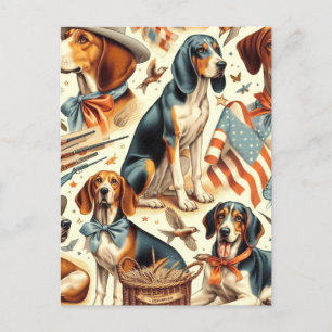 Cartão Postal Vintage Coonhound Dog Seless