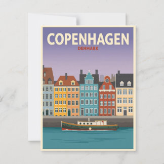 Cartão Postal Vintage Copenhagen Denmark Viagem