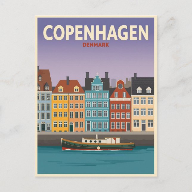 Cartão Postal Vintage Copenhagen Denmark Viagem (Frente)