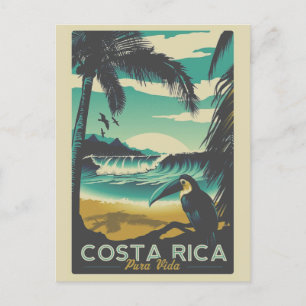 Cartão Postal Vintage Costa Rica Ocean Beach Toucan Viagem