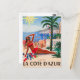 Cartão Postal Vintage Cote D'Azur Beach Girl (Frente/Verso In Situ)