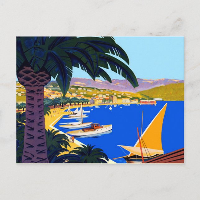 Cartão Postal Vintage Cote D'Azur Viagem (Frente)