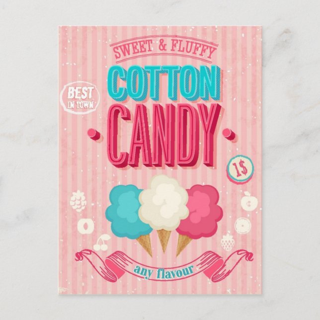 Cartão Postal Vintage Cotton Candy Poster (Frente)