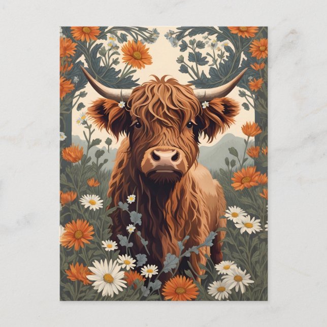 Cartão Postal Vintage Cow Highland (Frente)