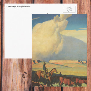 Cartão Postal Vintage Cowboys, Open Range por Maynard Dixon