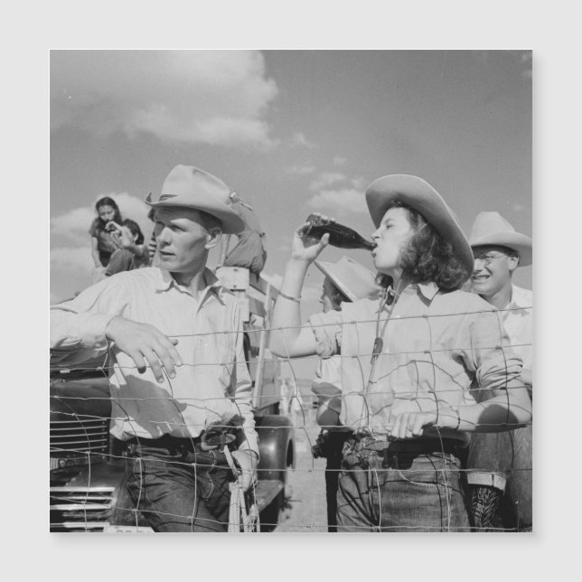 Cartão-postal Vintage Cowgirl e Cowboy (Frente)