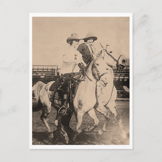 Cartão Postal Vintage cowgirl rodeo riders 1910 (Frente)
