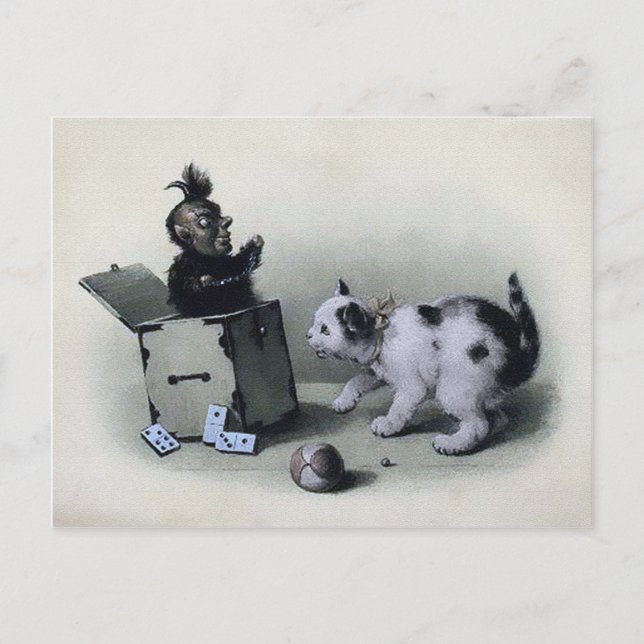 Cartão Postal Vintage Creepy Jack na caixa (Frente)