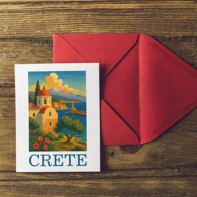 Cartão Postal Vintage Crete Grécia (Vintage Crete Greece Island Artwork Travel Postcard)