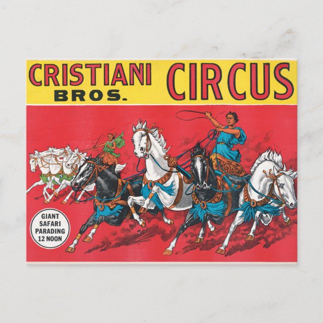 Cartão Postal Vintage Cristiani Brothers Circus Poster (Frente)