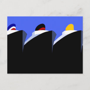 Cartão Postal Vintage Cruise Ship Art Deco Poster
