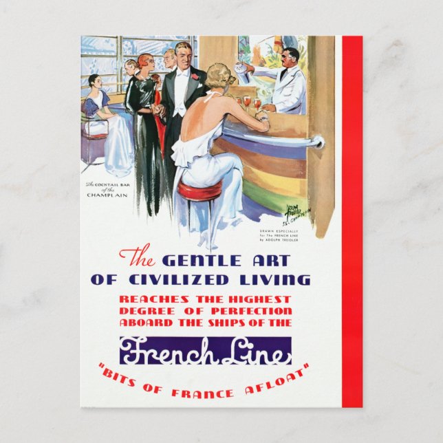 Cartão Postal Vintage Cruise Ship Viagem (Frente)