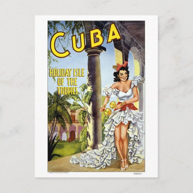 Cartão Postal Vintage Cuba Dancer Viagem (Frente)