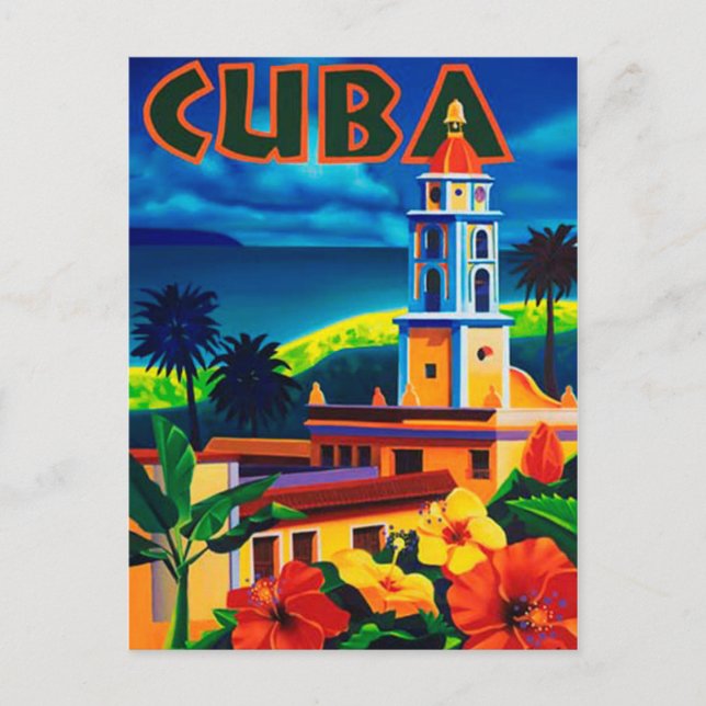 Cartão Postal Vintage Cuba Viagem (Frente)