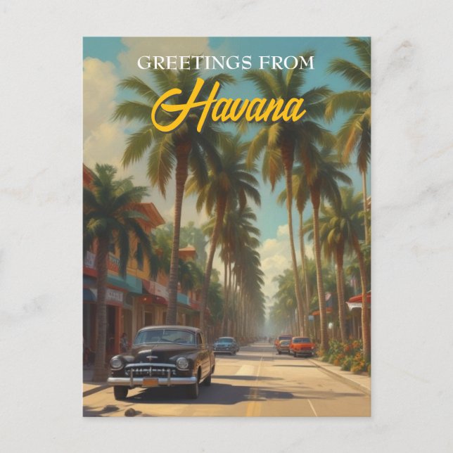 Cartão Postal Vintage Cuba Viagem - Saudações De Havana (Frente)