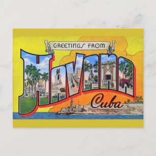 Cartão Postal Vintage Cuba Viagem - Saudações De Havana