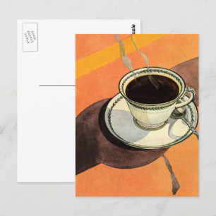 Cartão Postal Vintage Cup, Saucer, Spoon, Dinheiro Retro