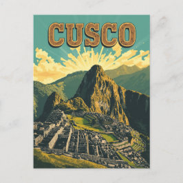 Cartão Postal Vintage Cusco Peru Travel Poster Ruins
